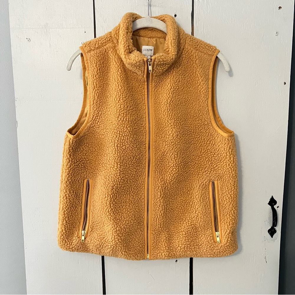 J. Crew Golden Teddy bear Fleece Vest For Women Medium